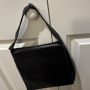 Trussardi made in Italy black buttery soft leather handbag with adjustable strap